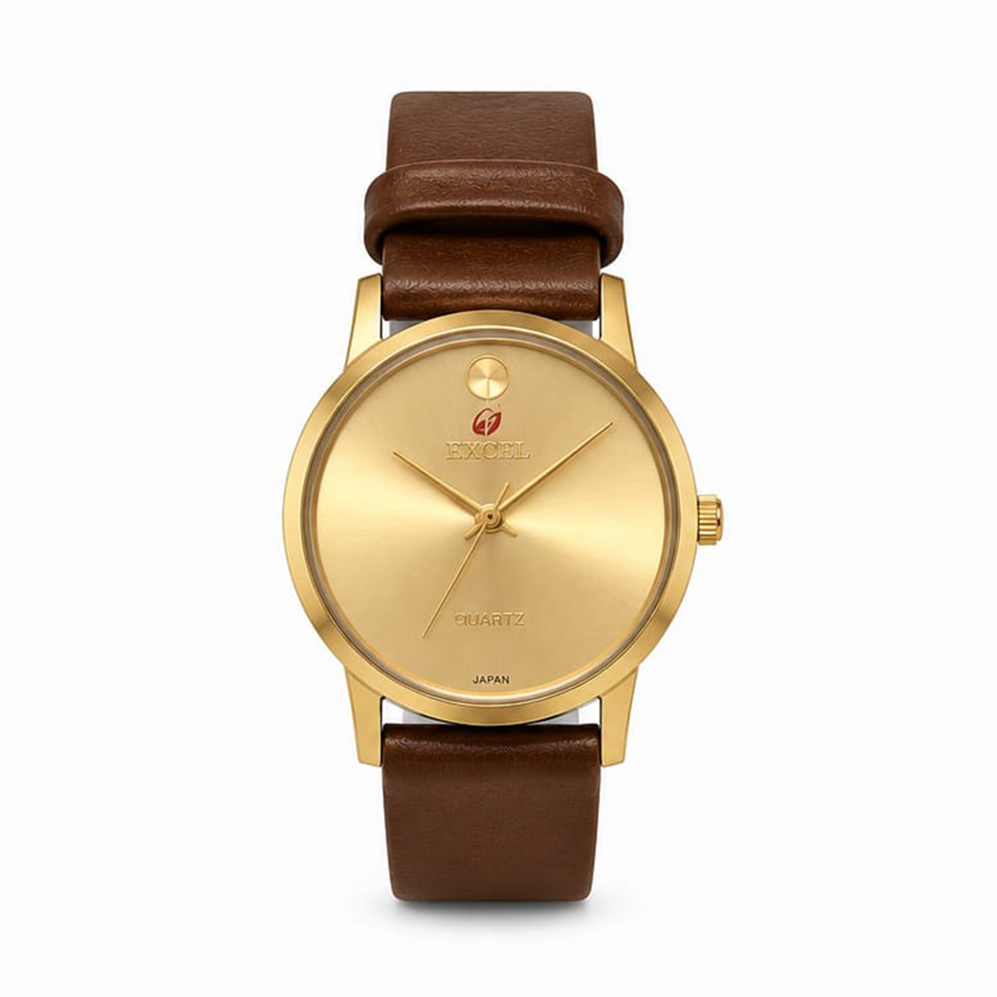 Excel Gold Dial Leather Watch EX-5059