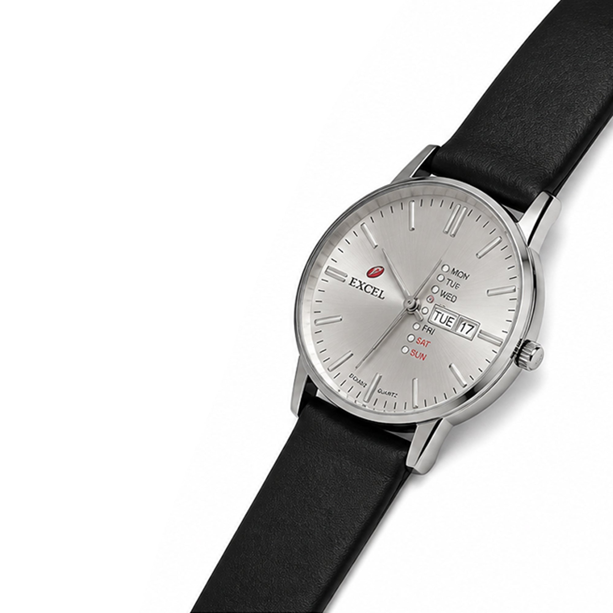 Excel Maroon Dial White Leather Watch EX-5140