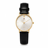 Excel Silver Dial Black Leather Watch EX-5060G