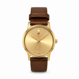Excel Gold Dial Leather Watch EX-5059