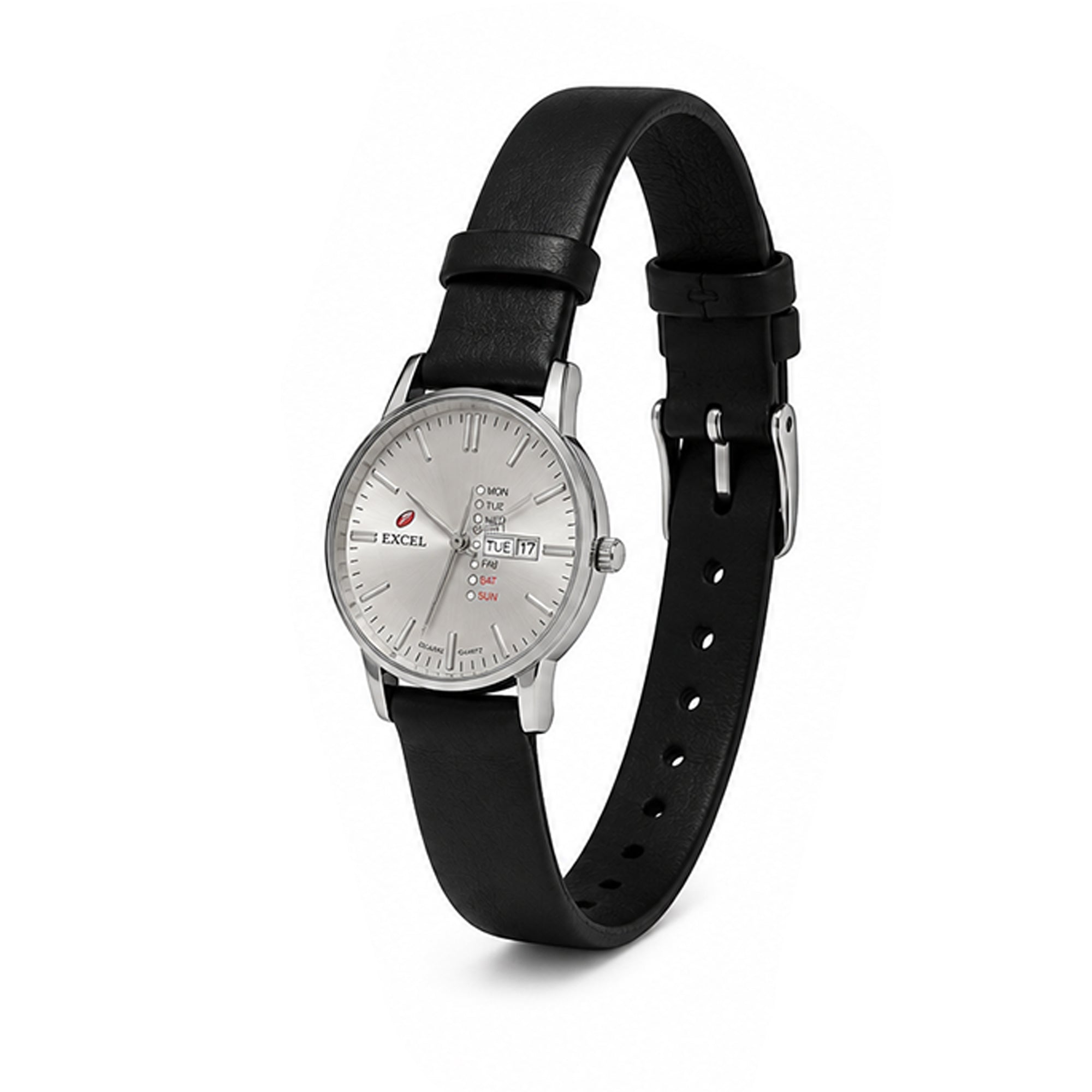 Excel Maroon Dial White Leather Watch EX-5140