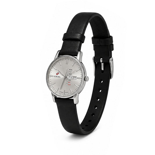 Excel Maroon Dial White Leather Watch EX-5140