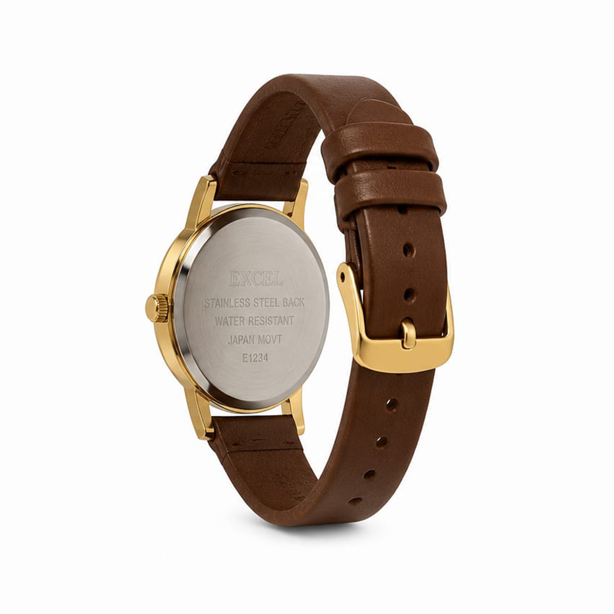 Excel Gold Dial Leather Watch EX-5059