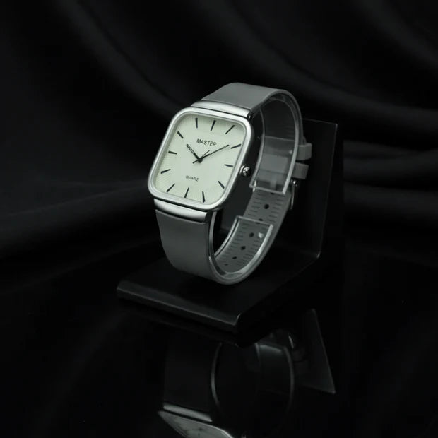 MASTER Square Dial Slim Steel Built Gray Watch