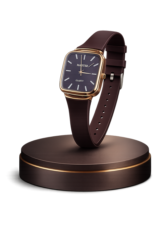 MASTER Square Dial Slim Steel Built Maroon Watch
