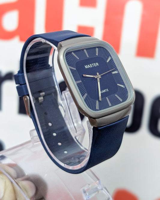 MASTER Square Dial Slim Steel Built Blue Watch
