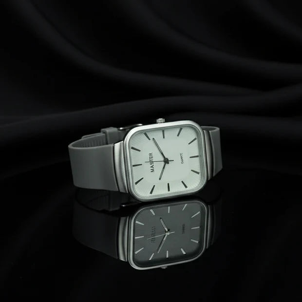 MASTER Square Dial Slim Steel Built Gray Watch