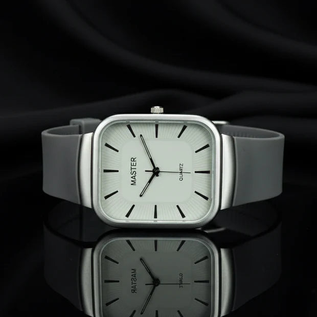 MASTER Square Dial Slim Steel Built Gray Watch